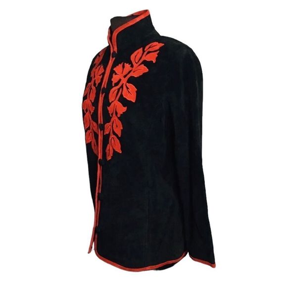 LINEA by Louis Dell'Olio Black Leather Jacket Sz S Leather Suede Black Red EUC! - Picture 3 of 6